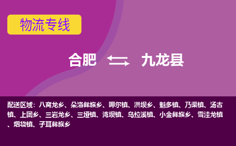 合肥到九龙县物流专线-合肥到九龙县货运专线-合肥到九龙县运输专线