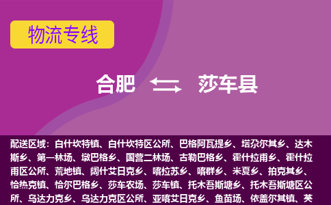 合肥到莎车县物流专线-合肥到莎车县货运专线-合肥到莎车县运输专线
