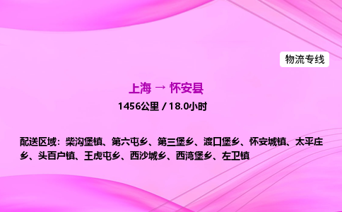 上海到怀安县物流专线_上海物流到怀安县_上海至怀安县物流公司
