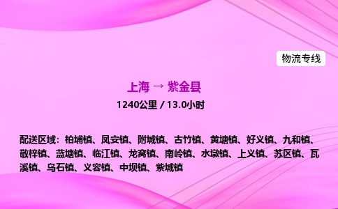 上海到紫金县物流专线_上海物流到紫金县_上海至紫金县物流公司
