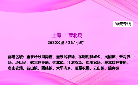 上海到萝北县物流专线_上海物流到萝北县_上海至萝北县物流公司